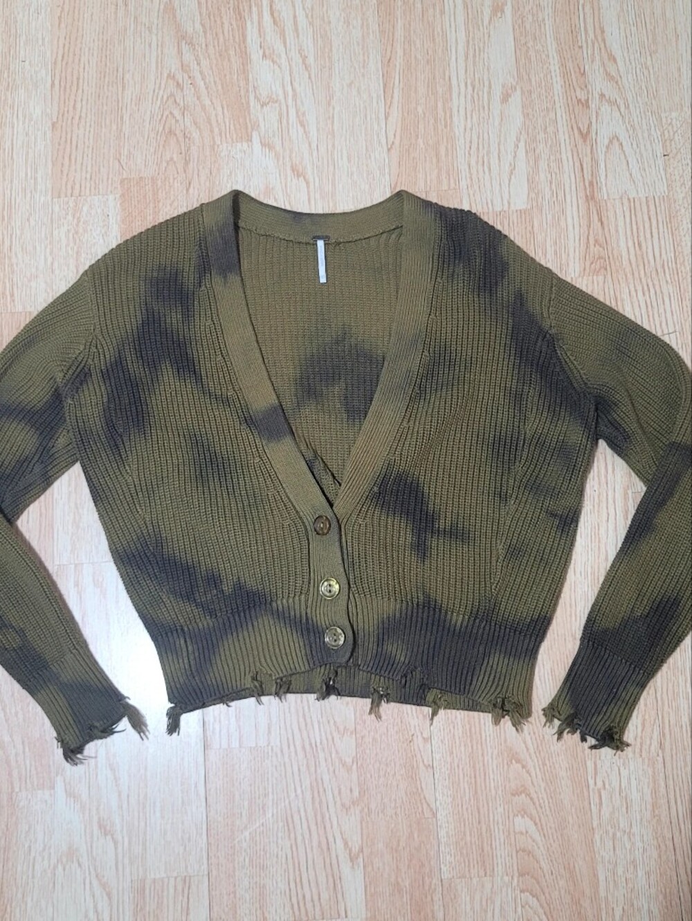 YFB $198 Young Fabulous & Broke Boho Green & Black Tiedye Distressed Sweater Xs